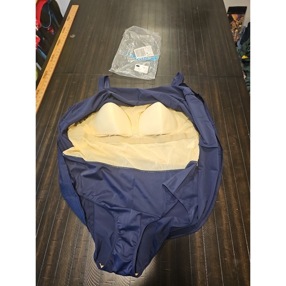 Swim 365 Women Dark Blue One Piece Swim Dress Suit Swimwear Plus Size 34 - Picture 4 of 8